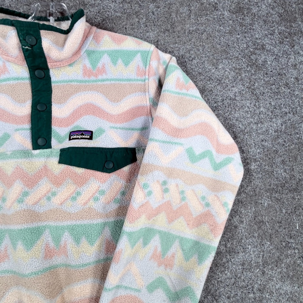 Patagonia Synchilla Pullover Girls XL‎ Lofoten Geo Beluga Lightweight Snap-T - Picture 7 of 16